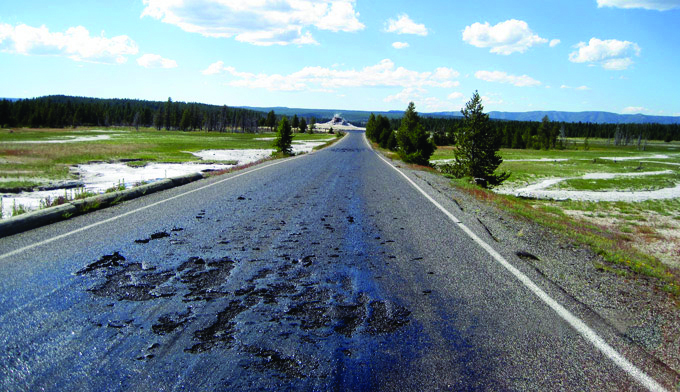Road maintenance required near the Firehole River in Yellowstone National Park