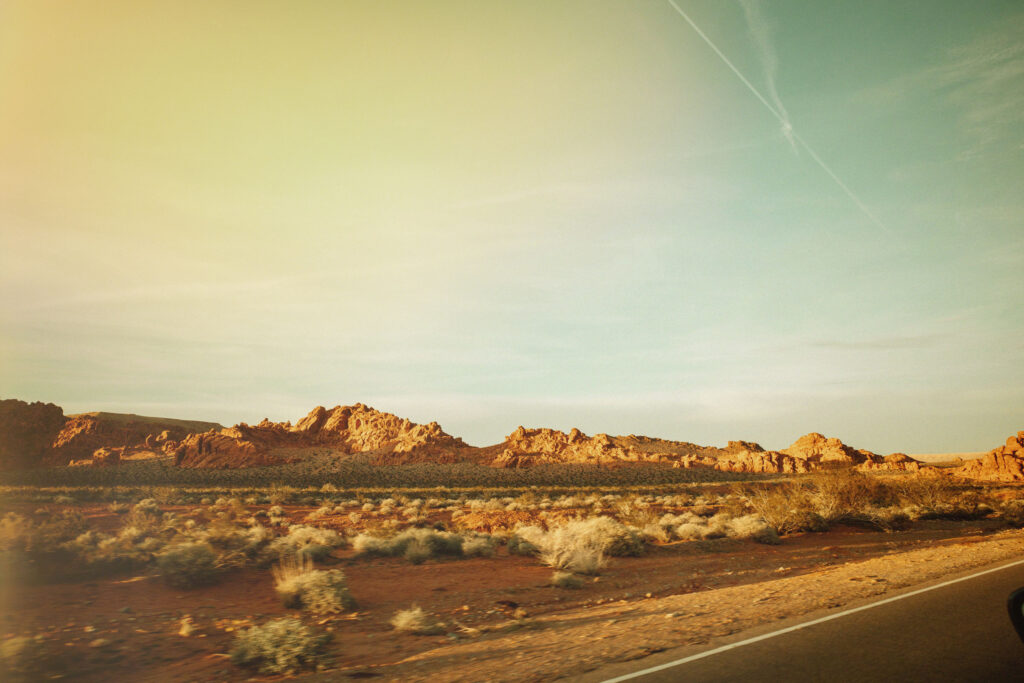 Road along desert landscape