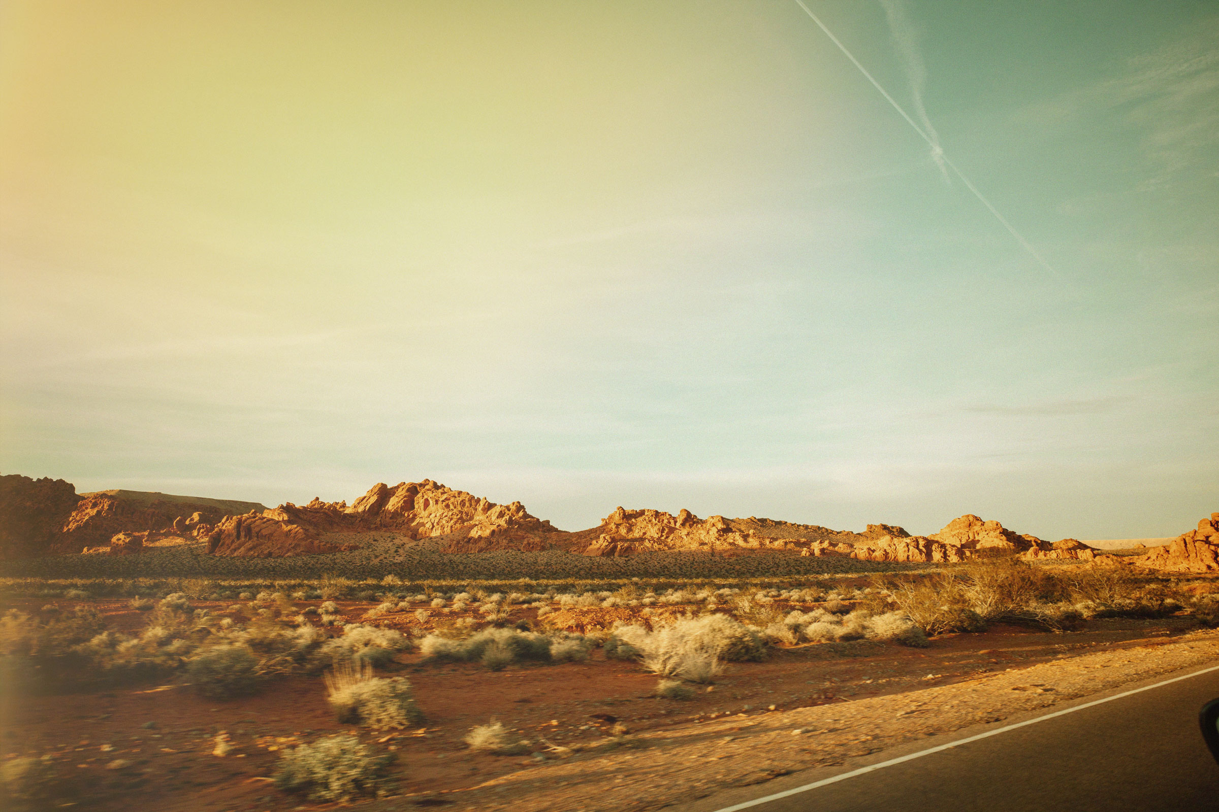 Road along desert landscape